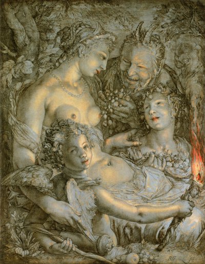 Ohne Ceres und Bacchus würde Venus frieren von Hendrik Goltzius